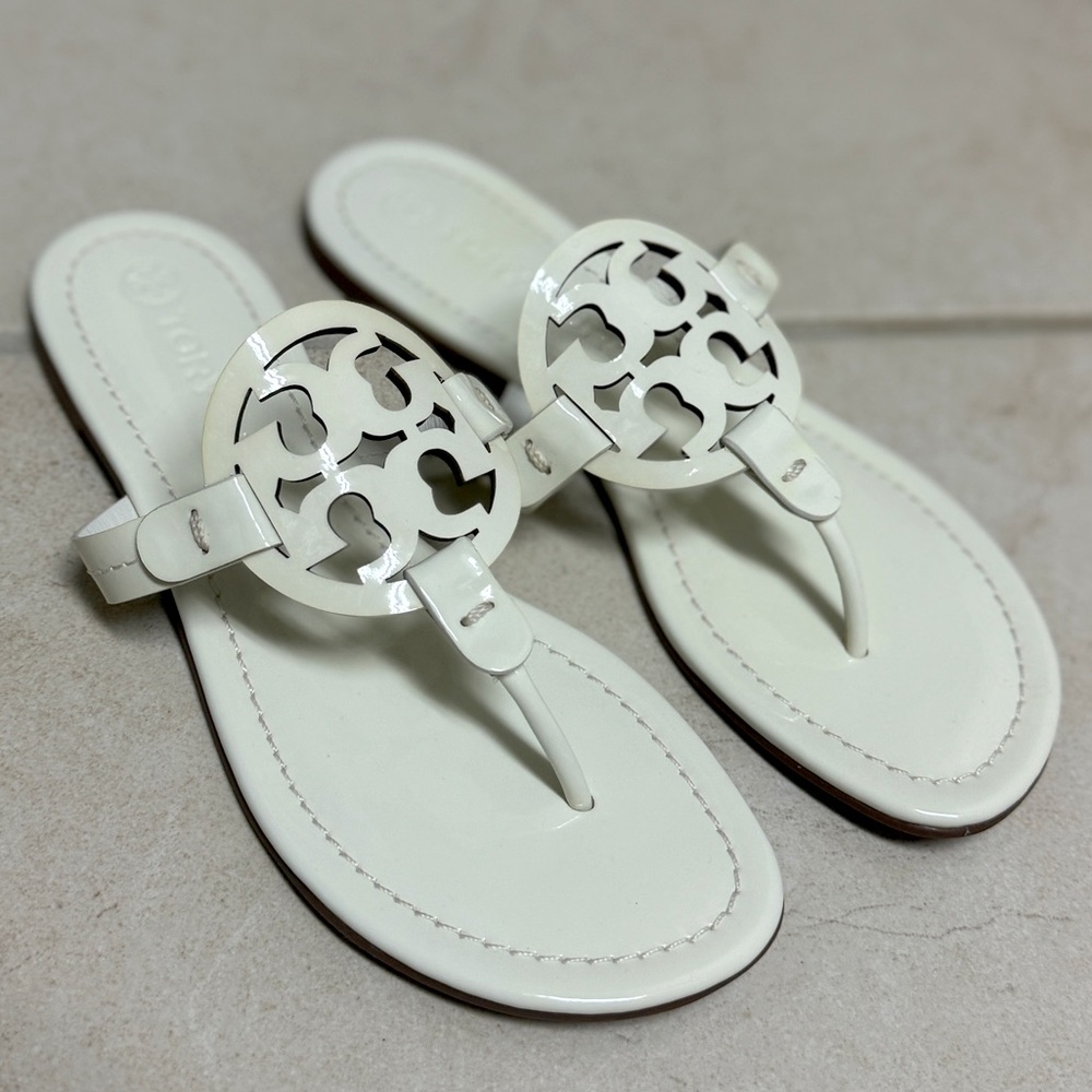 Tory Burch white Patton, leather sandals